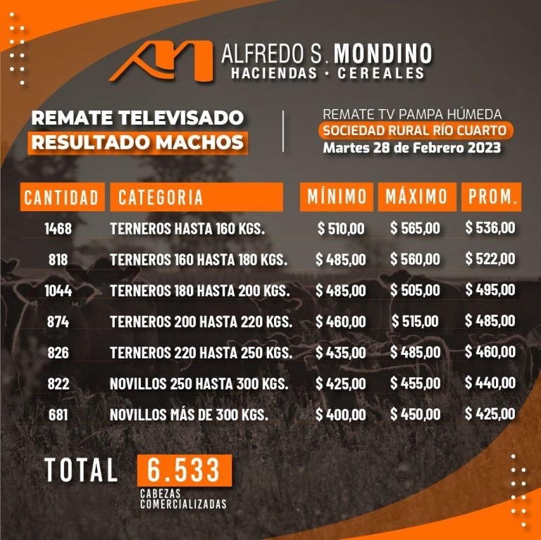 Resultados Machos – 28 de Febrero
