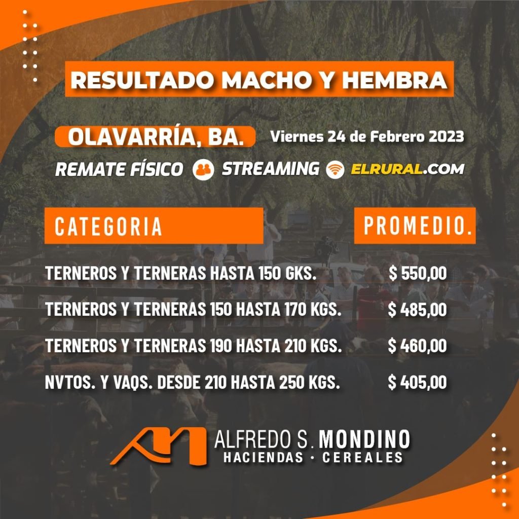 Resultados Olavarría – Machos y Hembras – 24 de febrero
