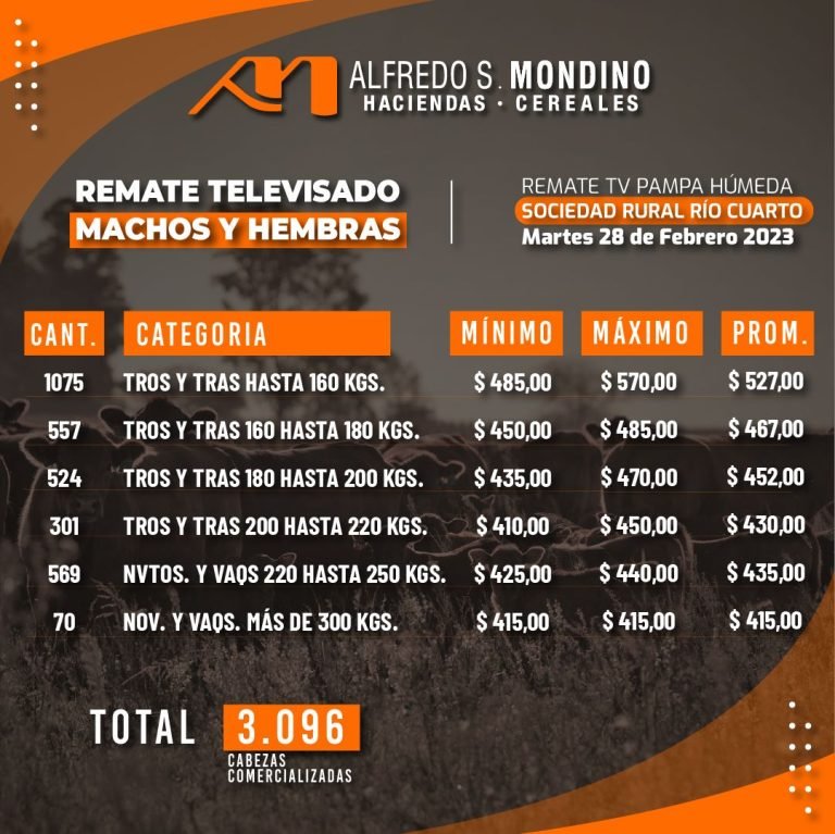 Resultados Machos y Hembras – 28 de Febrero