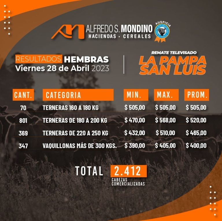 Resultados Hembras 28 de abril