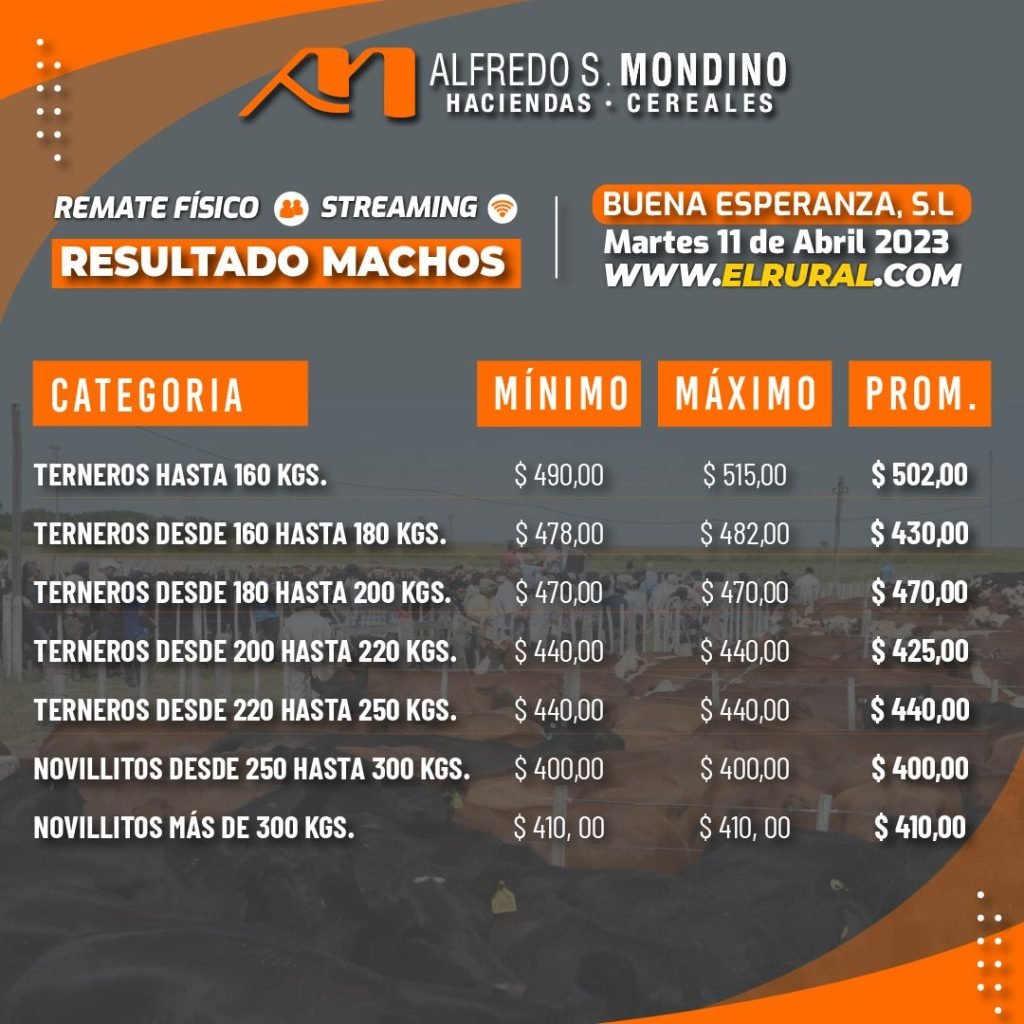 Resultados Machos – 11 de abril