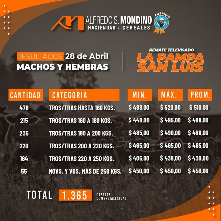 Resultados Machos y Hembras 28 de abril