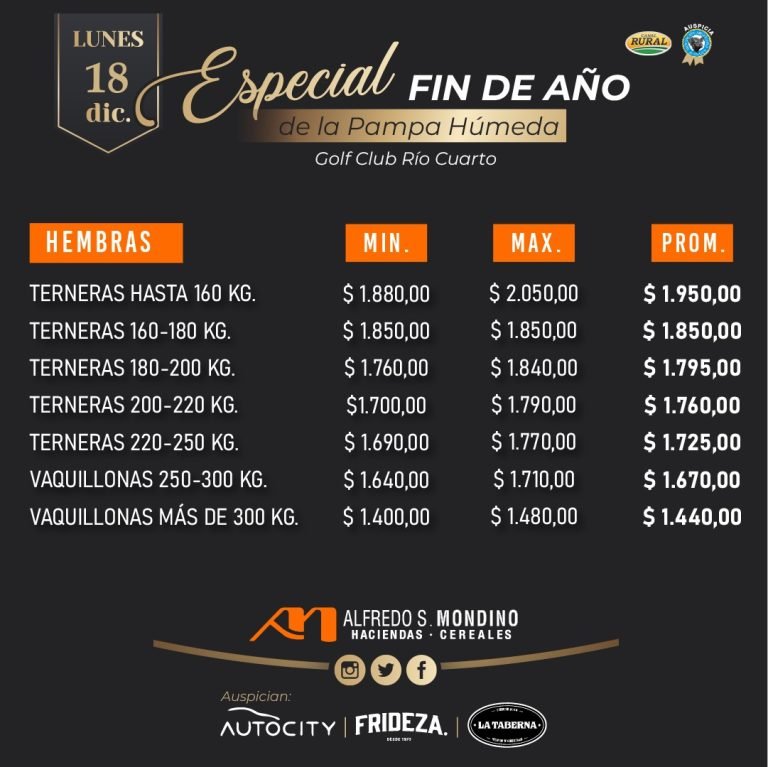 Resultados Hembras – Especial de fin de año 18/12