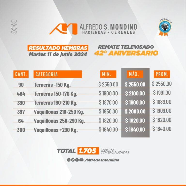 Resultados Hembras- 11 de junio
