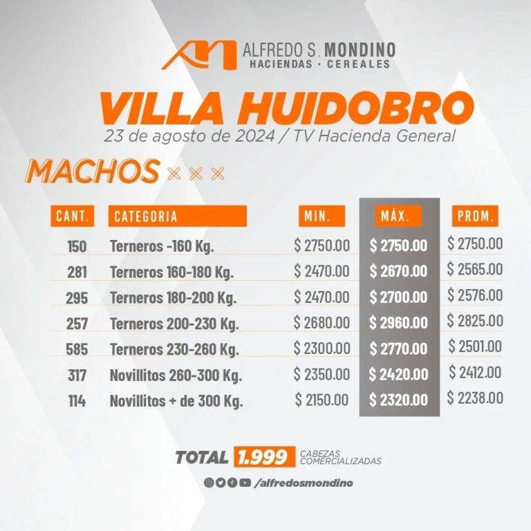 Resultados Machos 23 de agosto