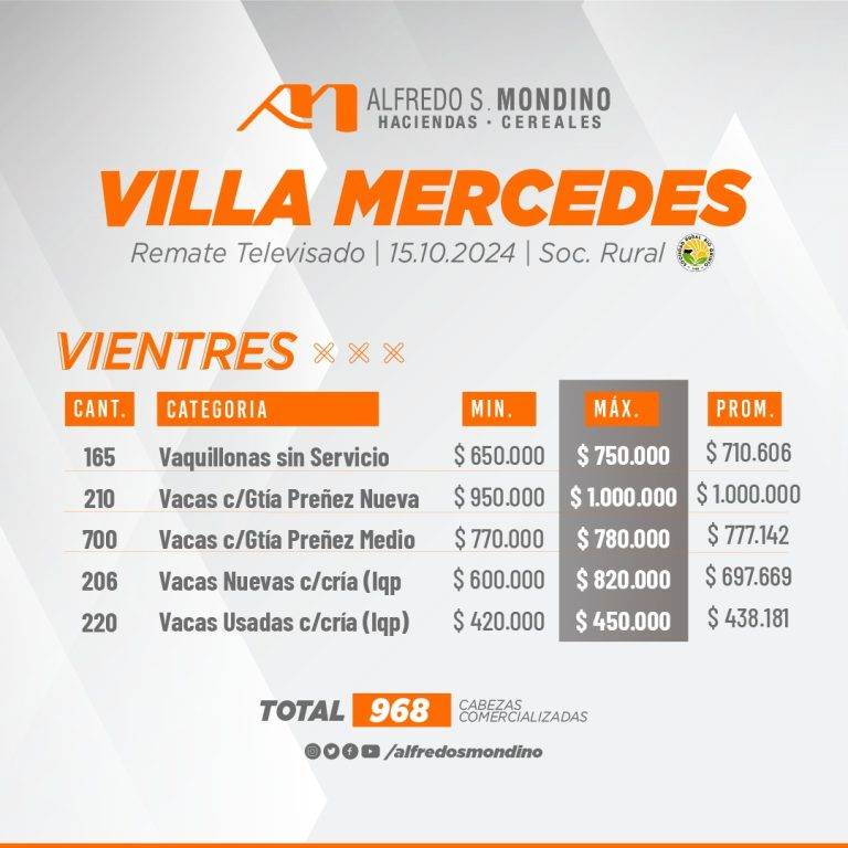 Resultado Vientres Villa Mercedes