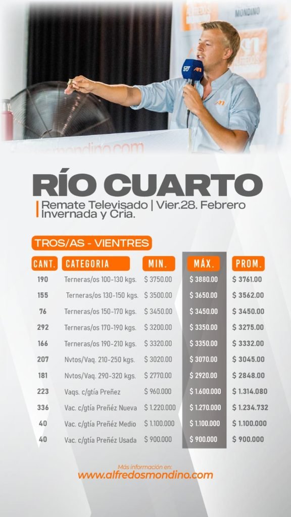 Resultado Vientres- Remate Río Cuarto