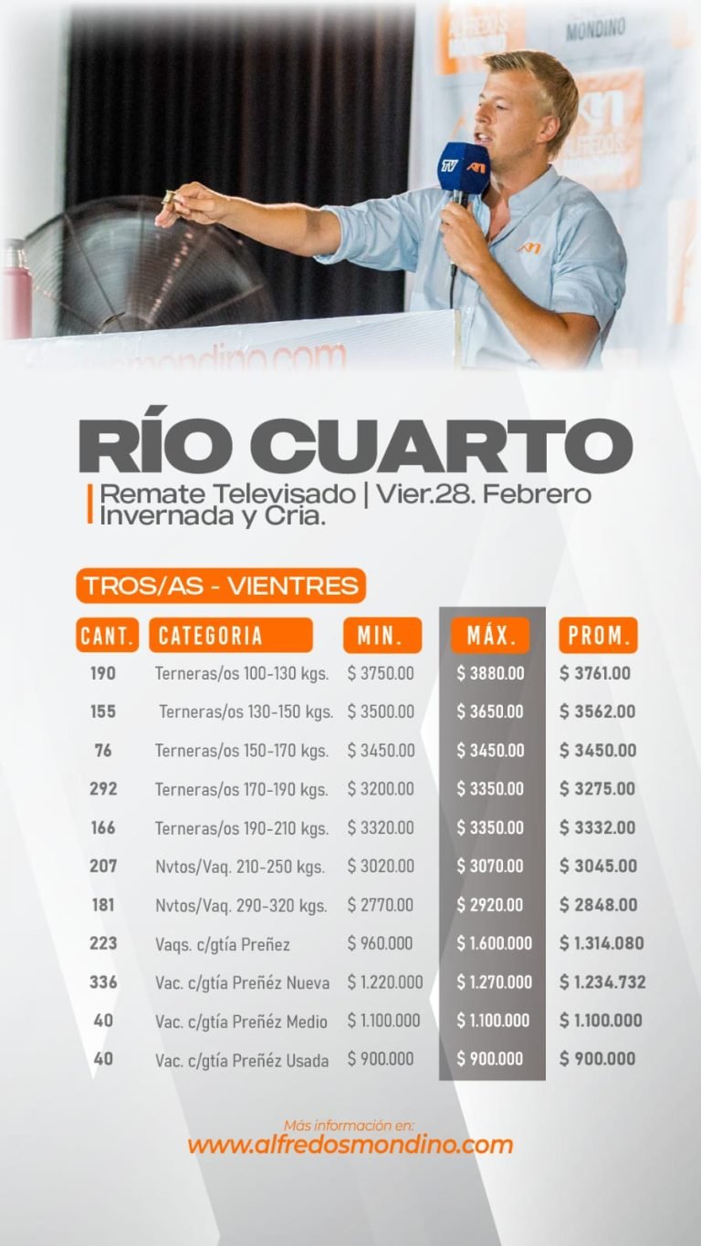 Resultado Vientres- Remate Río Cuarto