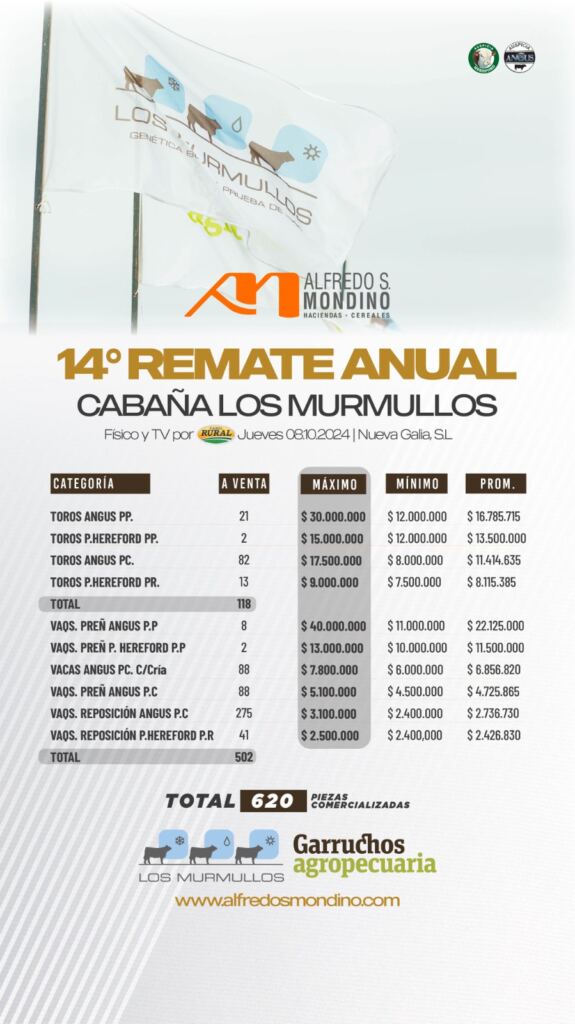 Resultado 14° Remate Anual- Los Murmullos