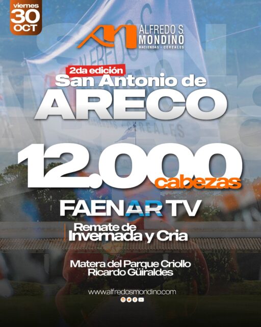PRÓXIMO REMATE TELEVISADO SAN ANTONIO DE ARECO 12.000 cabezas 📅 Viernes 30&hellip;